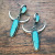 Rongyu Ornament Vintage S925 Silver Turquoise Horn Earrings European and American National Style Creative Cow Head Earrings