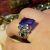 Rongyu EBay Hot Sale Inlaid Topaz Blue Goose Egg Stone Ring European and American Emerald Water Drop Pear-Shaped Ring