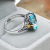 Rongyu Wish New Hot-Selling 925 Thai Silver Plated Two-Tone Flower Ring European American High-End Sea Blue Topaz Ring