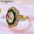 Rongyu EBay Fashion Emerald Micro-Inlaid Diamond Flower Ring European and American Women's Fashion 14K Gold-Plated Party Ring