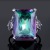 Rong Yu Wish Hot Selling Rainbow Color Topaz Square Crystal Ring Female European and American Creative Personality Inlaid Rainbow Gem