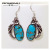 Rongyu Wish New Retro Creative Feather Leaf Earrings European and American Fashion Colorful Flowers Turquoise Earrings