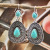 Rongyu 2019Wish New European and American Fashion Turquoise Exaggerated Earrings Korean Retro Court Earrings Wholesale