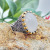 Rong Yu Wish Hot Selling 925-Plated Vintage Moonstone Ring Inlaid with Bright Black Diamond Creative Two-Color Crown Ring