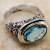 Rong Yu Plated 925 Vintage Thai Silver Color Separation Sea Blue Crystal Ring Creative Inhibiting Magic Phrase Ring Love You for Ten Thousand Years