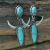 Rongyu Ornament Vintage S925 Silver Turquoise Horn Earrings European and American National Style Creative Cow Head Earrings