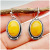 Rongyu Wish New Style Plated 925 Vintage Thai Silver Beeswax Earrings European and American Fashion Inlaid Pine Jade Earrings for Women
