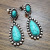 Rongyu Cross-Border New 925 Antique Silver Green Turquoise Earrings Europe and America Creative Drop-Shaped Turquoise High-Key Eardrop