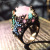 Rongyu Wish Hot Sale at AliExpress Rainbow Color Rose Peony Flower Timbo Natural Stone Lizard Black Gold Ring