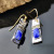 Rongyu Wish Hot Sale 925 Plated Vintage Silver Blue and White Blue Grain Stone Earrings Europe and America Creative Handmade Natural Stone Earrings