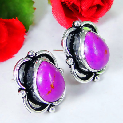 Rong Yu Wish New Style 925-Plated Vintage Thai Silver Earrings Female European and American Fashion Purple Red Color Ear Stud Ear Stud Wholesale