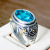 Rong Yu Plated 925 Vintage Thai Silver Color Separation Sea Blue Crystal Ring Creative Inhibiting Magic Phrase Ring Love You for Ten Thousand Years