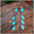 Rongyuomei Popular Drop-Shaped Retro Long Earrings Fashionable Women's Creative Leaf Shaped Turquoise Earrings