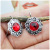 Rong Yu Wish Hot Selling New Creative Raspberry Flower Earrings European and American Inlaid Red Treasure Crystal Engagement Ear Pendant Female