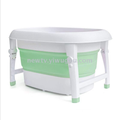 Baby folding tub baby bath tub can sit can lie bath bucket increase thickened