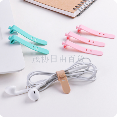 Cute candy color earphone winder arrangement data line manager silica gel snap-type winding device four packages