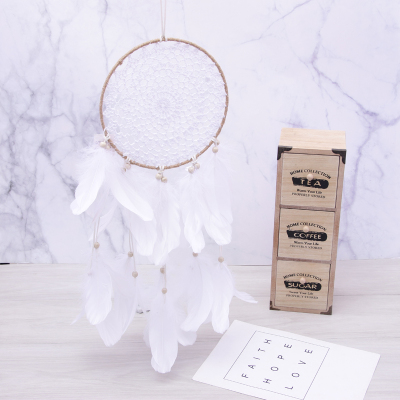 Pure white girl heart room feather hanging decoration wind bell dream bell girl gift box manufacturers direct sale