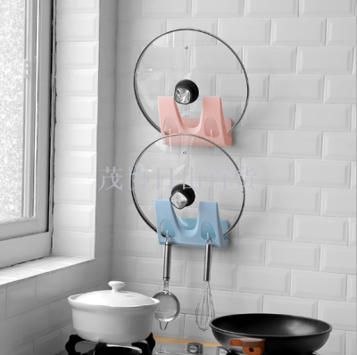 Pot cover rack wall hanging without perforating pot cover storage rack