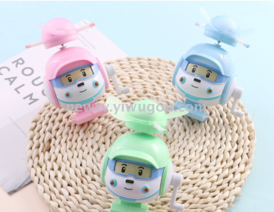 New Cartoon Robot Children's Hand Light Music Fan Creative Portable Student Mini Fan