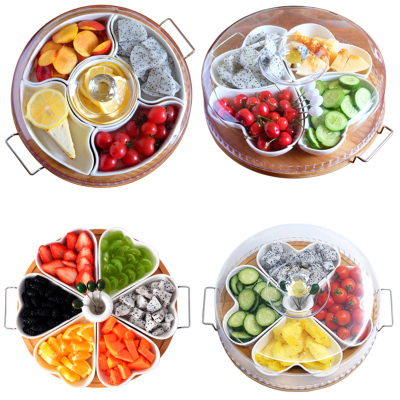 Ceramic fruit plate day takes cover to divide division fruit plate tea table sitting room creative fruit box creative caned dried fruit platter