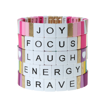 Custom Words Handmade Pink Tile Bracelet For Women