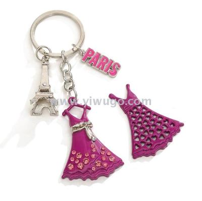 Paris fashion skirt Paris tower accessories key chain pendant gift travel souvenir