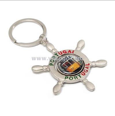 Portuguese flag rooster tram key chain pendant tourist souvenir rudder Lisbon swivel turn key chain