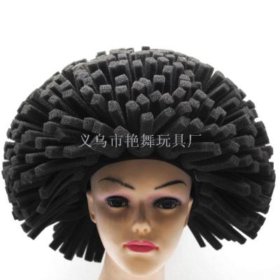 Black wig set foreign trade short hair, Black explodes sponge sexy substitutes wig makeup stage props
