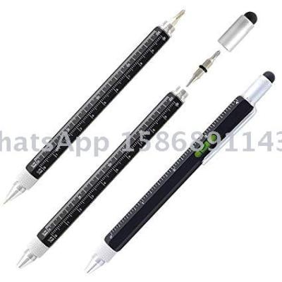 Slingifts 6 in 1 Tech Tool Ballpoint Pen with Ruler Levelgauge Ballpoint Pen Touchscreen Stylus 2 Screw Driver