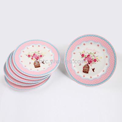 10. Ceramic ceramic plate household ceramic plate dinner plate fruit plate steak plate tableware flat plate set commodity gift