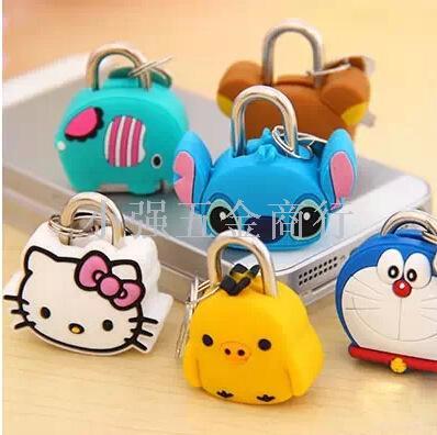 Creative cute silicone cartoon metal mini padlock security suitcase lock