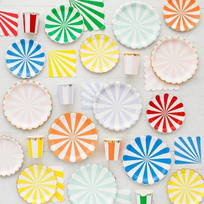 Circular disposable paper plate diy color plate Creative handmade materials