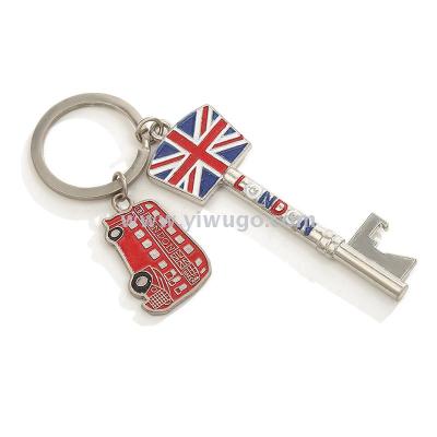 London London bridge police bus key bottle open key chain tourist souvenir pendant