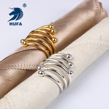 Factory Wholesale Napkin Ring Stainless Steel Napkin Ring Hotel Banquet Model Room Napkin Ring Six Beads Spring Napkin Ring
