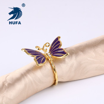 Factory Direct Sales Gold Alloy Butterfly Napkin Ring Hotel Home Decoration Wedding Table Supplies Napkin Ring