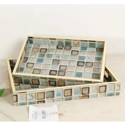 Set of two trays of fruit plate plate meal plate coffee cup mat storage box home furnishing home decoration
