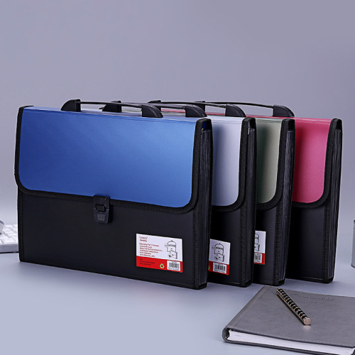 covered file holder a4 briefcase 13 grid multi-layer student office portable file package handbag briefcase wholesale