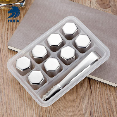 304 Hexagon Stainless Steel Ice Cube Quick-Frozen Hexagonal Ice Cube Metal Ice Cube Coffee Drinks Whiskey Wine Set