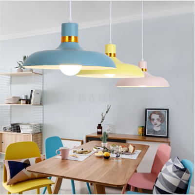 Nordic lamps creative personality restaurant lamp modern and simple desk lamp bedroom office aluminum macaron chandelier