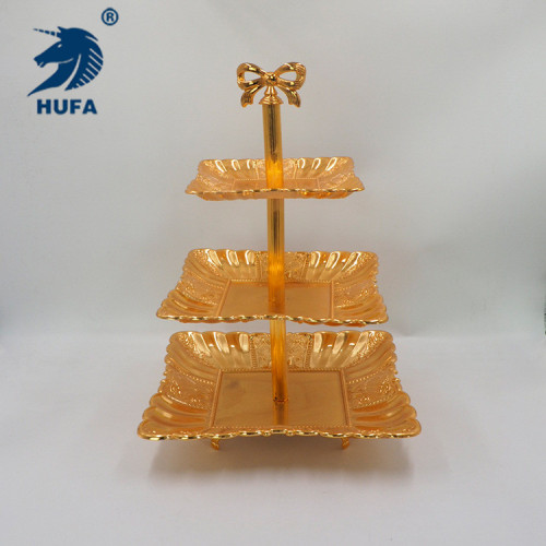 European Metal cake Stand Square Cake Plate Three-Layer Fruit Plate Tea Cake Plate Wedding Props Dessert Shop Decoration ..