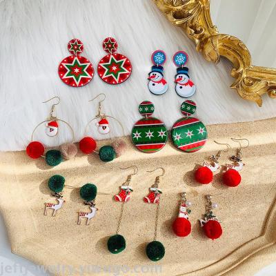 New Christmas Series Earrings Snowflake Ear Stud Snowman Bell Socks Eardrops Holiday Gifts for Women