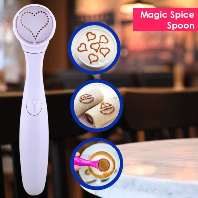 Magic latte coffee spoon electric coffee cake printing spoon DIY portable printing machine