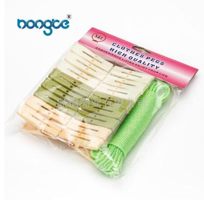 New style 16pcs pp material laundry plastic clothes pegs clip with 10M nylon rope