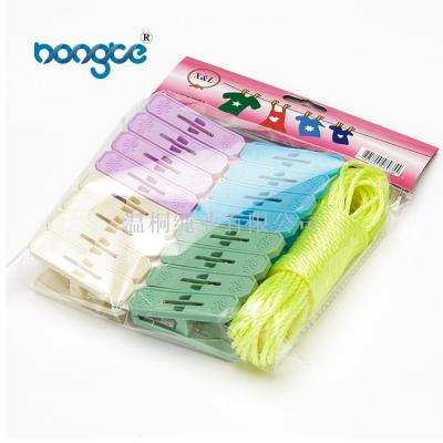 16pcs New style pp material High Quality plastic clothes pegs with 10M nylon rope