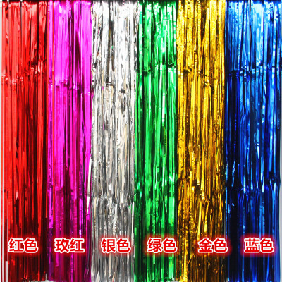 Rain silk curtain background wall marriage room romantic pull color ribbon tassel curtain birthday party birthday banquet stage decoration