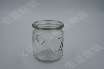 Manufacturer direct sale double heart pudding bottle series glass pudding bottle pressure mouth plastic cover cork cover