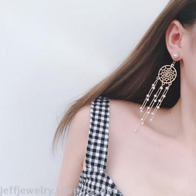 New Fashionable Earrings 925 Silver Pin Earrings Women's Long Elegant Korean Internet Celebrity Versatile High-Grade Earrings