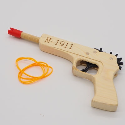 Factory Direct Sales Rubber Band White Wood Gun Wooden Toy Hit Belt Tire Pistol M1911