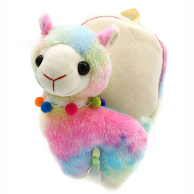 Yiwu plush schoolbag Factory children plush toys doll backpacks cartoon baby alpaca doll, double shoulder schoolbag