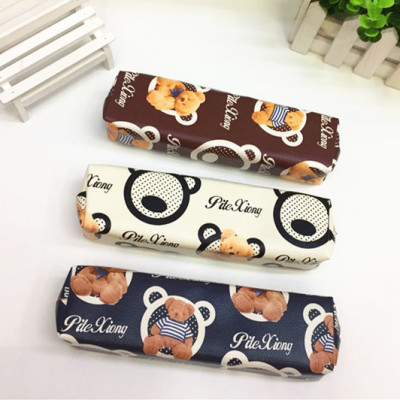 Korean fashion student Stationery big capacity pen bag Korean Cartoon Cute Bear Pencil case Factory Direct sale